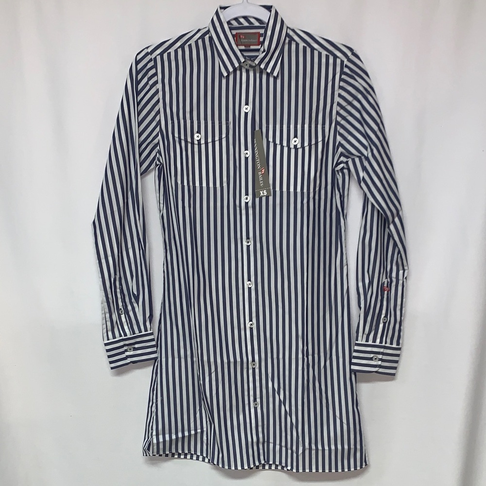 Women's Long Sleeve Striped Button Down Dress